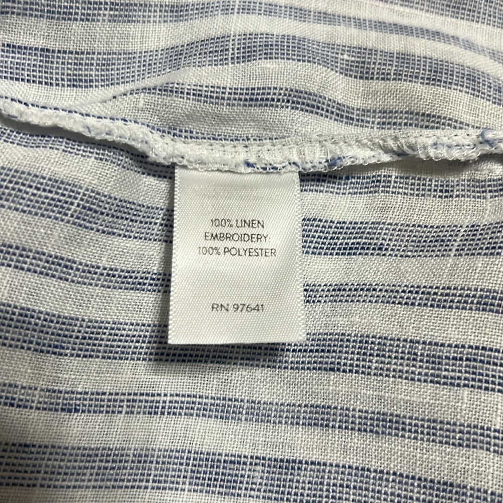 J. Jill Love Linen Blues Striped and Embroidered 3/4 Sleeve Blouse Size 3X - Picture 10 of 10